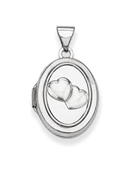 Genuine IceCarats Designer Jewelry Gift 14K White Gold 17Mm Double Hearts Oval Locket