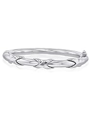 14K White Gold Ladies Hollow 8.0mm Wide Bangle Bracelet