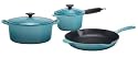 Le Creuset Essential Enameled Cast-Iron 5-Piece Cookware Set, Caribbean