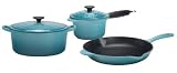 Le Creuset Essential Enameled Cast-Iron 5-Piece Cookware Set, Caribbean