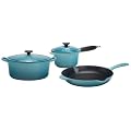 Le Creuset Essential Enameled Cast-Iron 5-Piece Cookware Set, Caribbean