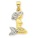 14k and Rhodium 3-D Mermaid Pendant - Measures 27.1x14.4mm