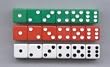 DOT DICE 6 EACH OF RED WHITE & GREEN