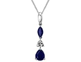 Sapphire Gemstone and Diamond Drop Pendant 1/2 Carat (ctw) in White Gold with Chain