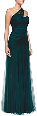 LISTEN TO ME Women's One Shoulder Gown Long Evening Dress Green
