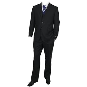 Milan Collection Black Three Piece Faint Stripe Suit