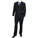 Milan Collection Black Three Piece Faint Stripe Suit