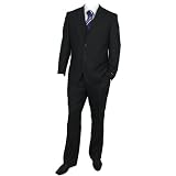 Milan Collection Black Three Piece Faint Stripe Suit