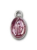 Two-Tone SS/GP Miraculous Pink Epoxy Pendant with Gold Filled Lite Curb Chain 18 inch