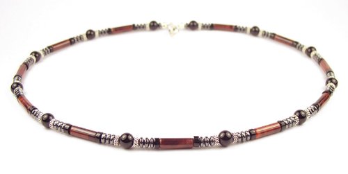 Grounded and Protected from Negativity : Men's Beaded Necklaces in Semi Precious Gemstones with Sterling Silver Bead Accents