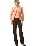 Tahari by ASL Mandarin-Collar Jacket & Pant Suit with Camisole