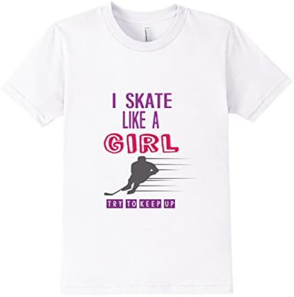 Kids I Skate Like a Girl Hockey Tee Shirt 12 White