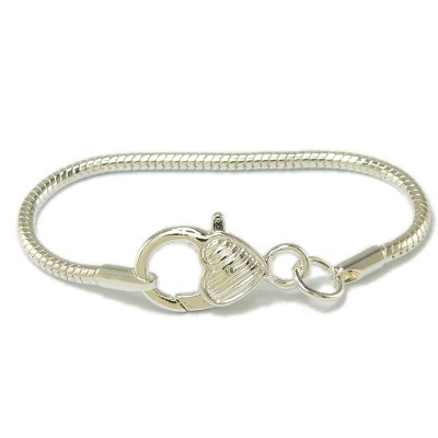 Starter European Bead Bracelet Featuring Oversized Heart Lobster Claw, Pandora Compatible - BOGO - BUY ONE - GET ONE FREE - NO CODE NEEDED AT CHECKOUT - Select Size from Drop Down Window Below