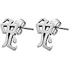 Chinese Rabbit Character Pewter Stud Earrings
