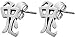 Chinese Rabbit Character Silver Tone Pewter Stud Earrings