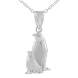 High Polished Sterling Silver Two Penguin Pendant