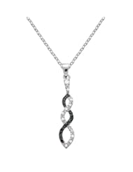 Sterling Silver Black and White CZ Infinity Figure 8 Pendant with Chain