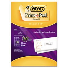 Easy Print amp; Peel Clear Mailing Labels 1 x 2-5/8, Clear, 1800/Box