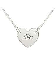 Sterling Silver Engraved Heart Necklace - Custom Made with Any Name! Free engraving!