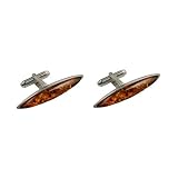 Baltic Honey Amber and Sterling Silver Surrounded Cufflinks