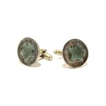 Aventurine Cufflinks 01 Antiqued Brass Green Star Crystal Healing Stone 18mm