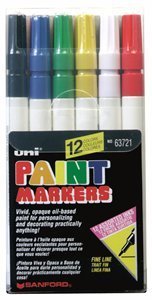 Sanford Uni-Paint PX-21 Fine Point Oil-Based Paint Markers, 12 Colored Markers