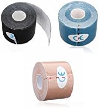 Aosend - 3 Pcs Kinesio Tex Tape Outdoor Sport Kinesiology Tape - Pain Relief Adhesive - Sports Wrap for Plantar Fasciitis Shin Splints Knee Elbow Wrist Back Shoulder Ankle & Neck 5CM*5M LONG