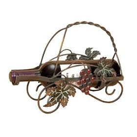 Grape Motif Metal Single Wine Bottle Holder Carrier
