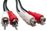 DUAL 2 RCA STEREO AUDIO EXTENSION CABLE 6 6 FT FOOT GOLD MALE FEMALE