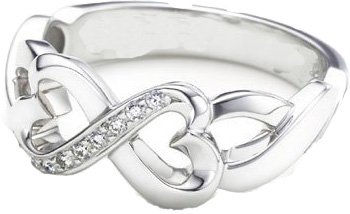 Image of Tiffany Inspired Sterling Silver Double Loving Heart Ring w/CZ