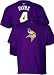 Minnesota Vikings Brett Farve Reebok Name and Number T Shirt Small (Small)