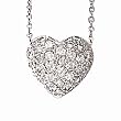 14k White Gold & Pave' Diamond Heart Pendant Necklace- 18" (0.60ctw)