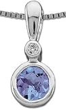 Bezel Set Tanzanite and Diamond Pendant