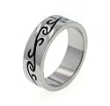 7mm Wide Mens and Womens Titanium Black Celtic Scrollwork Wedding Band Ring (Size 6,7,8,9,10,11,12)