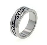 7mm Wide Mens and Womens Titanium Black Celtic Scrollwork Wedding Band Ring (Size 6,7,8,9,10,11,12)