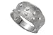 14K White Gold Matte-Finish Hand-Crafted Desginer Ring, Enhanced with Bezel Set Diamonds.