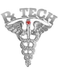 NursingPin - Pharmacy Technician Rx Tech Ruby Graduation Pin in Silver