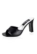 Women's 3.25 Inch Heel Black Pu Slip On