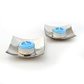 Grehom Candle Plate (Set of 2) - Hammered Silver Small; Beautiful Gift; Candle Holder made of brass; 8cms width