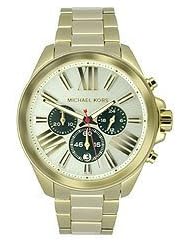 Michael Kors MK5838 Wren Chrono Silver Dial Gold Band Women Watch NEW