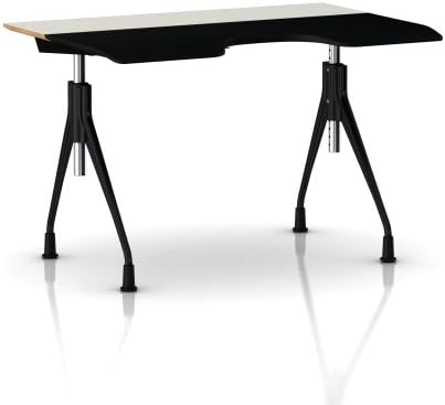 Envelop Desk by Herman Miller - Glides - White Laminate Surface Top - Black Umber Base