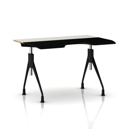 Envelop Desk by Herman Miller - Glides - White Laminate Surface Top - Black Umber Base