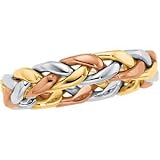14K Yellow Gold Tri Color Hand Woven Band