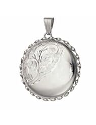 Silver 31mm half engraved twisted wire edge round Locket