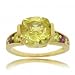 Lemon Quartz, Peridot, Amethyst & Diamond Ring in Yellow Gold