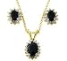 Sterling Silver VML Genuine Sapphire and Diamond Accent Pendant Earring Set