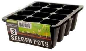 Seed Starting Trays - 36 Square Cells, 12 Per Germination Tray - Stronger Plastic Garden Starter Pots