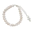 5"+1" Extension Child's Bracelet with White Cultured Freshwater Pearls and Pearl Cross