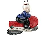 Snowmobile with One Rider Personalized Christmas Ornament