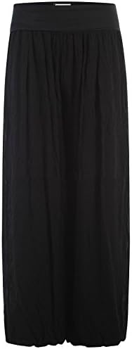 Karma Clothing Women's Italian Lagenlook Elasticated Foldover Harem Palazzo One Size (UK8-16) Black